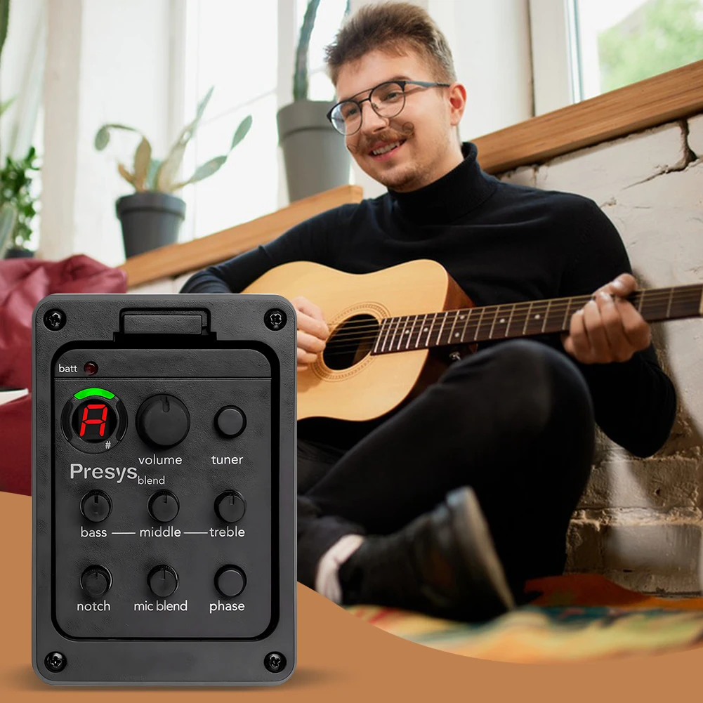 Plastic 301/201 Guitar Pickup with Tuner Presys Piezo Mic Guitar Blend Preamp Guitar Amplifier EQ Equalizer Parts Accessories