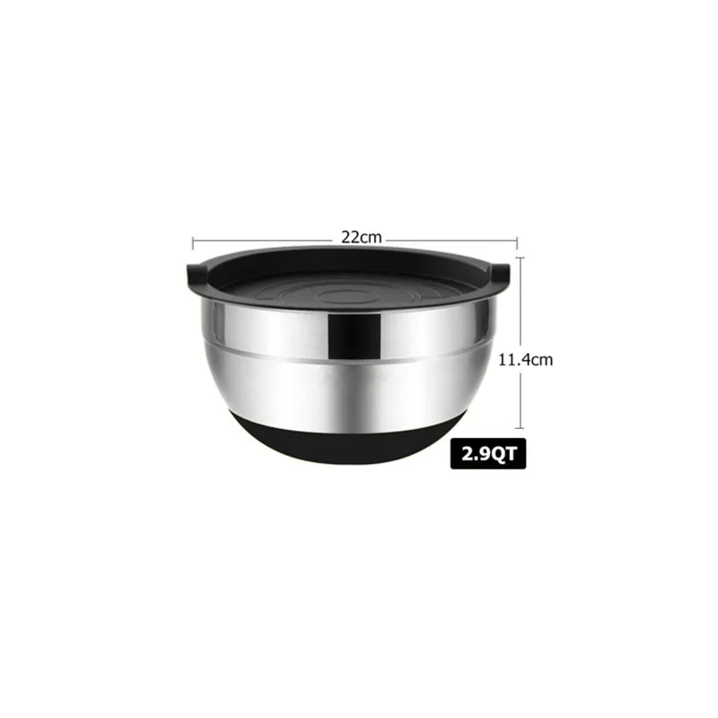 Premium Stainless Steel Mixing Bowl Set with Lids and Non-Slip Bases