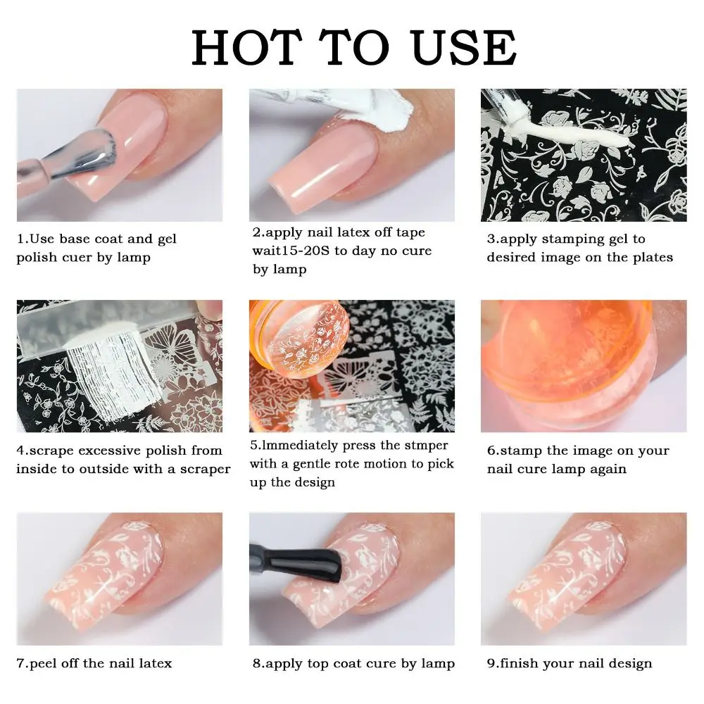 NEW Stainless Steel Nail Printing Plate Manicure Reusable Nail Transfer Template DIY Stamp Tool Nail Salon