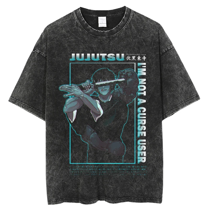

Japanese Anime Jujutsu Kaisen T Shirt Printing Women Summer Washed Tops T-Shirt Harajuku Graphic Casual Oversized t Shirt Tees