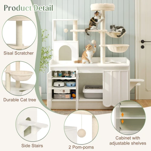 Cat Tree with Litter Box Enclosure 5