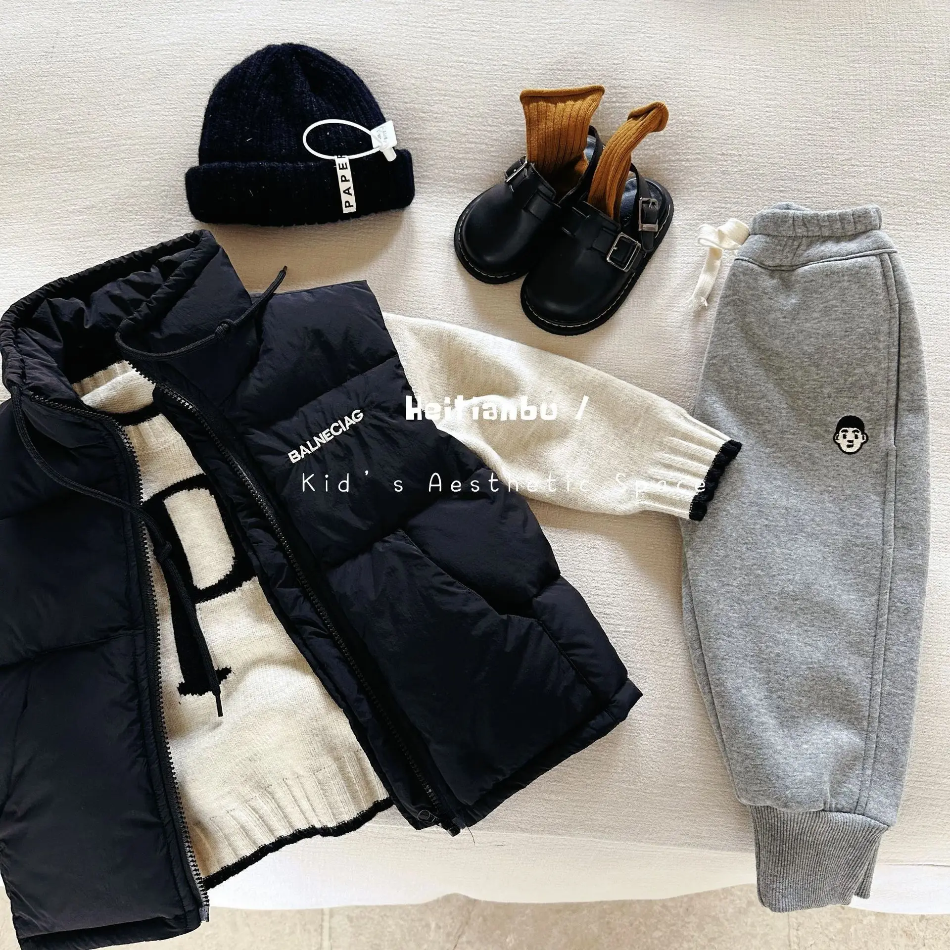 Children's Autumn Winter Down Vest White Duck Down Foreign Style Korean Fan Top children jackets