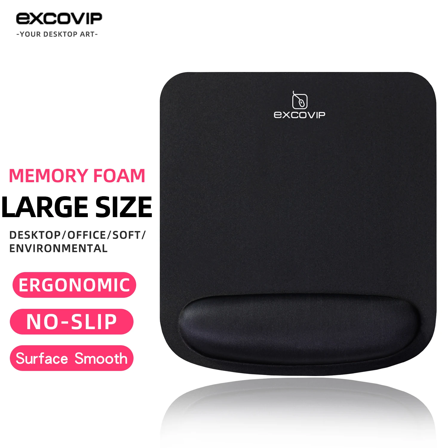 Exco Mouse Pad com Espuma de Memória Suporte de Pulso Descanso Ergonômico Confortável Escritório Mousepad Base de Borracha Antiderrapante para Computador Casa