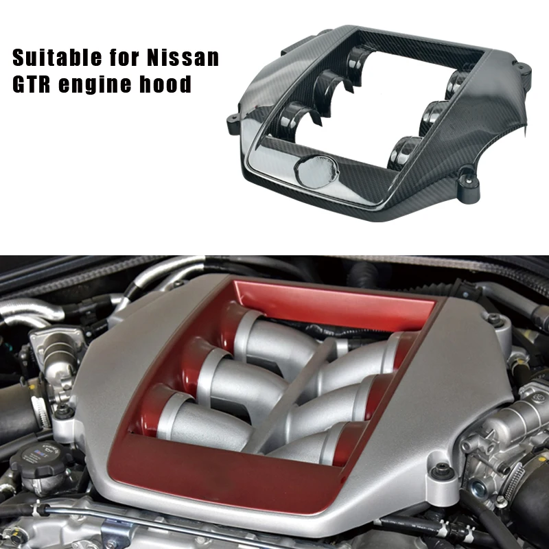 

Fit For GTR Dry carbon fiber Interior Trim Engine Cover Panel Kit for Nissan-GTR GT-R R35 oem style original car hood decoration