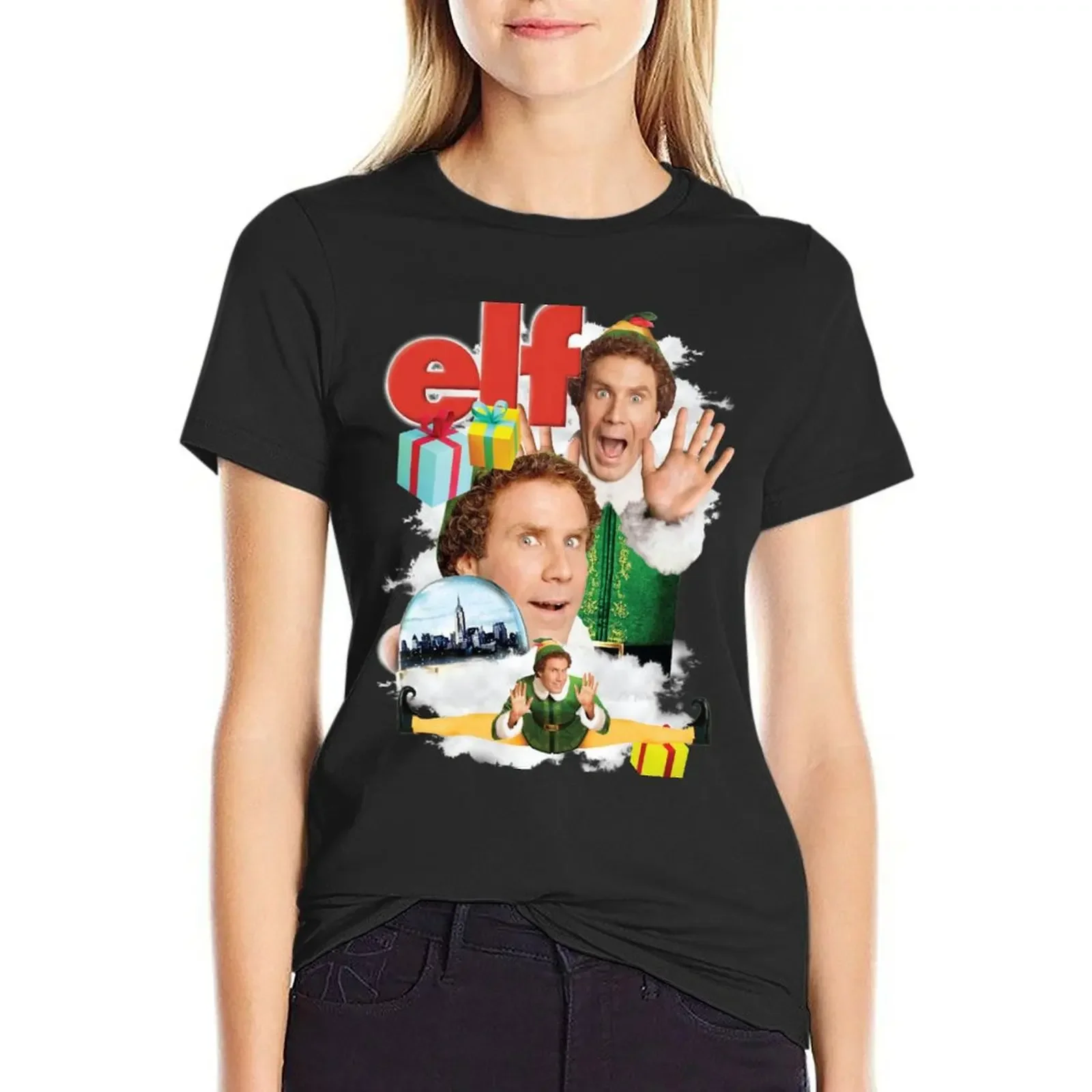 

Elf Collage T-shirt vintage clothes summer tops Women tops