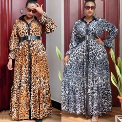 Abaya – robe africaine imprimée léopard pour femmes, Dashiki, Maxi, mode musulmane, grande taille, Ankara, vêtements de soirée, nouvelle collection 