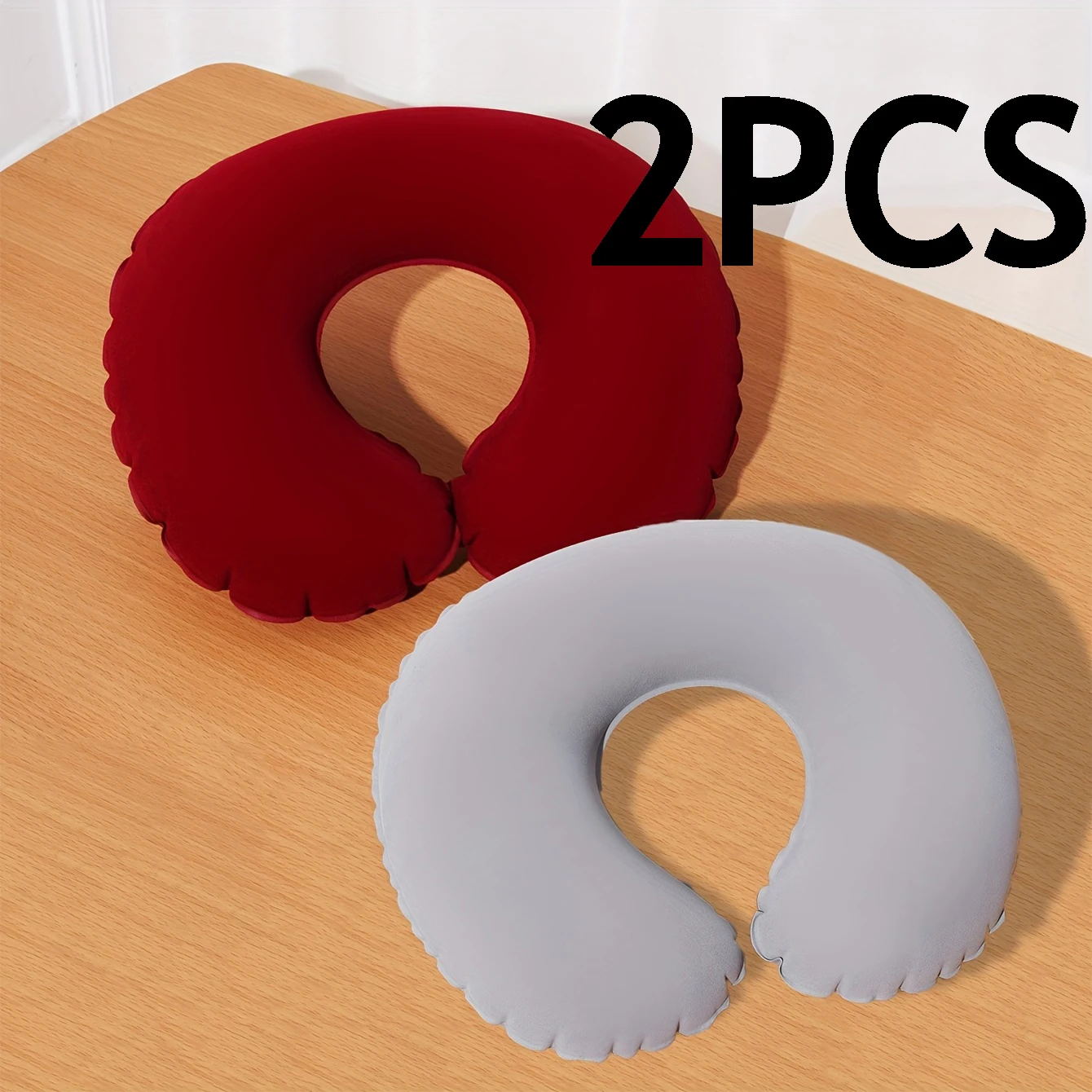 قطعتان/الحزمة وسادة قابلة للنفخ على شكل حرف U، وسا...