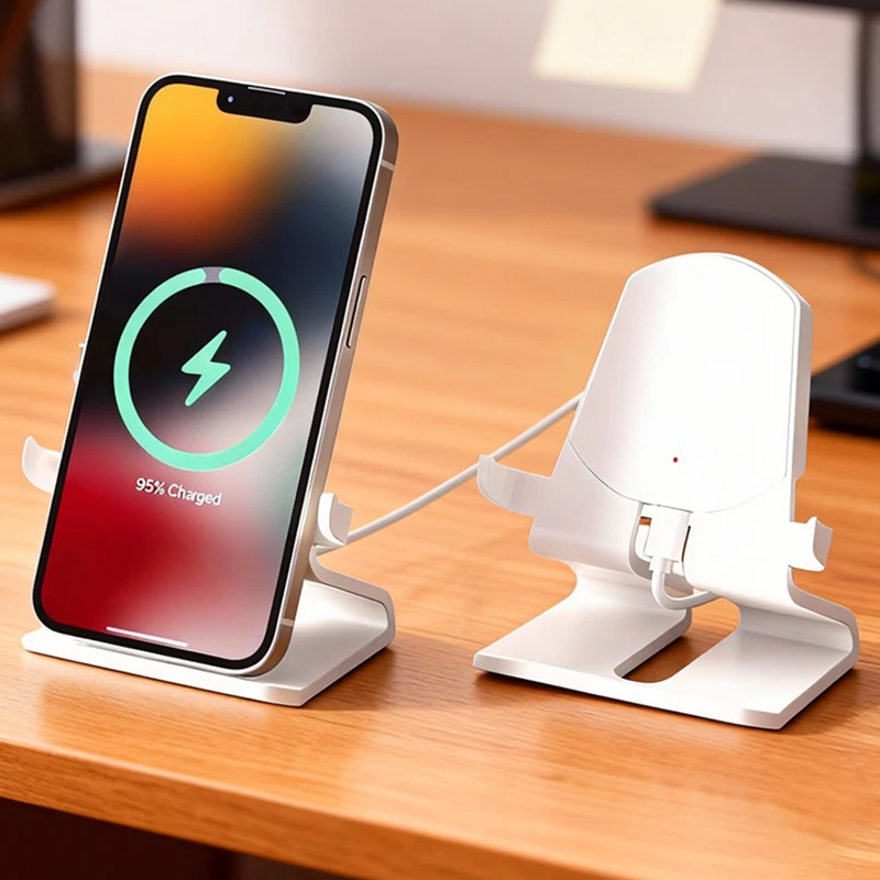 Desktop Phone Holder Stand Horizontal and Vertical Screen Switching Fast Wireless Charger For iPhone 17~12 Samsung Xiaomi Mount