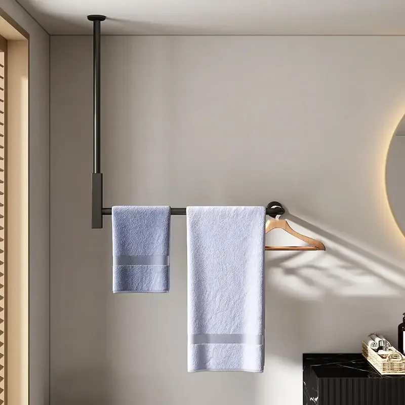 Stainless Steel Towel Bar Durable Bathroom Towel Rack Hotel Robe Hook Heavy-Duty Bedroom Clothing Hanger Bath Organizer