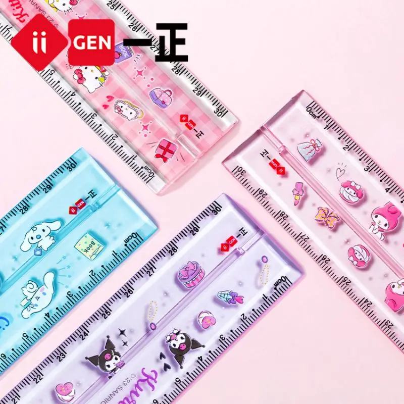 Sanrio Kuromi Image Rotating Folding Ruler 30cm Cartoon Children's Primary School Student Multi functional Ruler Stationery 1pcs