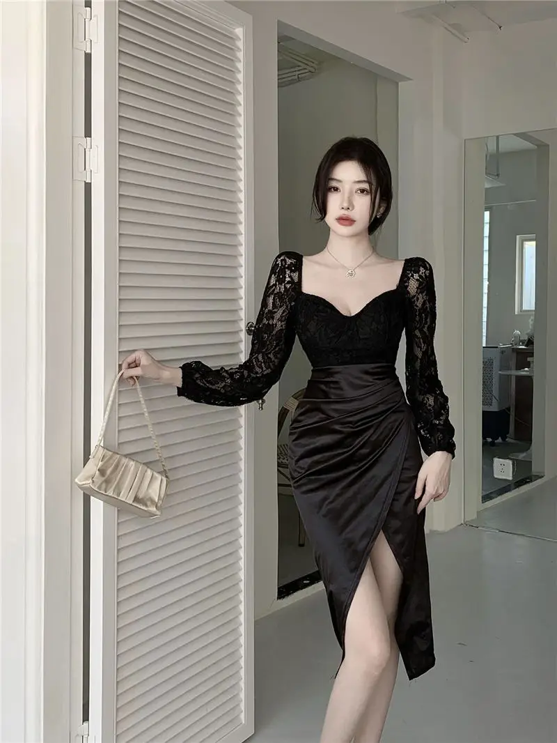 Black Prom Dresses Sexy Formal Dresses Lace Applique Evening Dresses Formal Occasion Dresses Y5988 main image 1