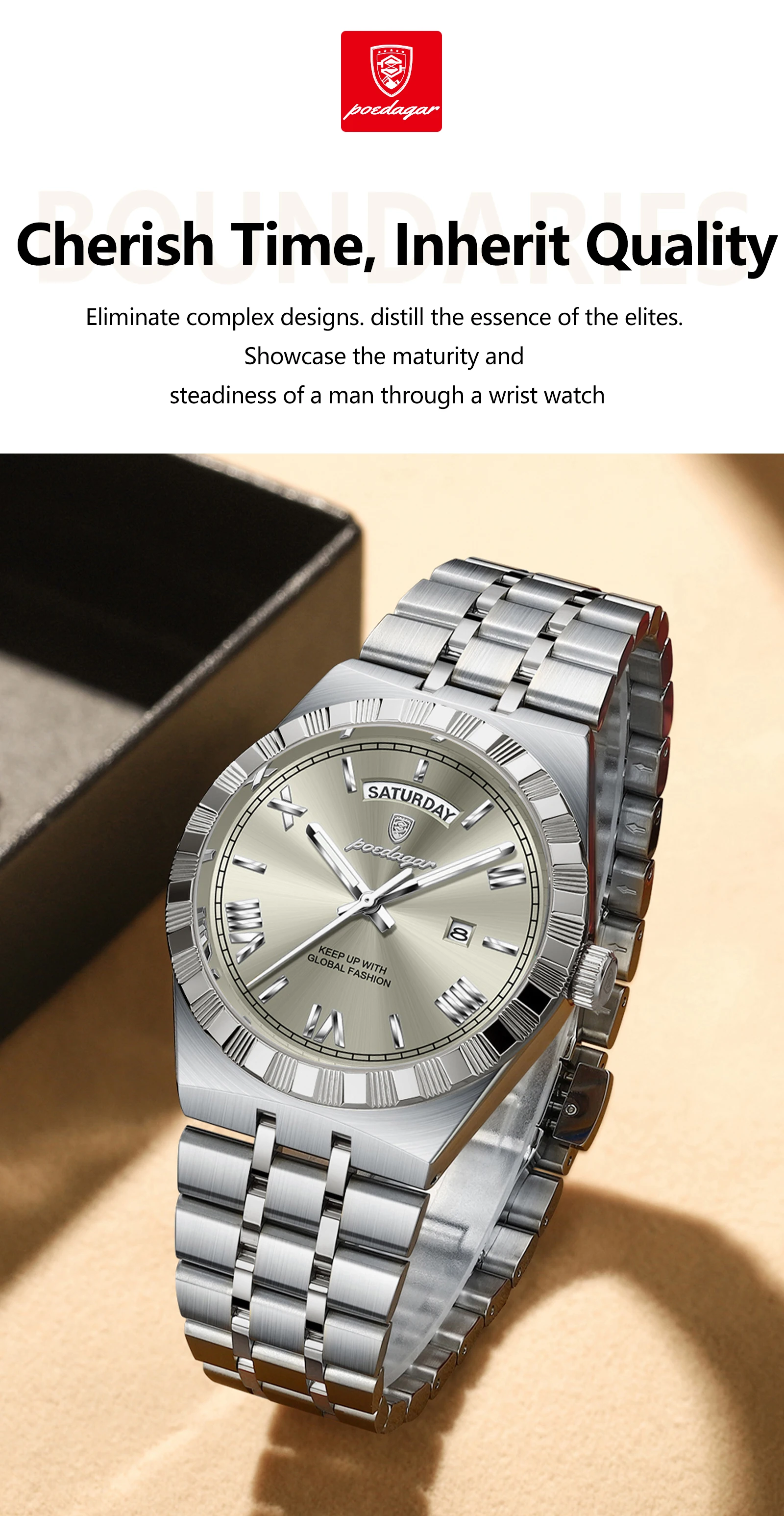 Herrklocka quartz business rostfritt stål vattentät datum_voghion.com