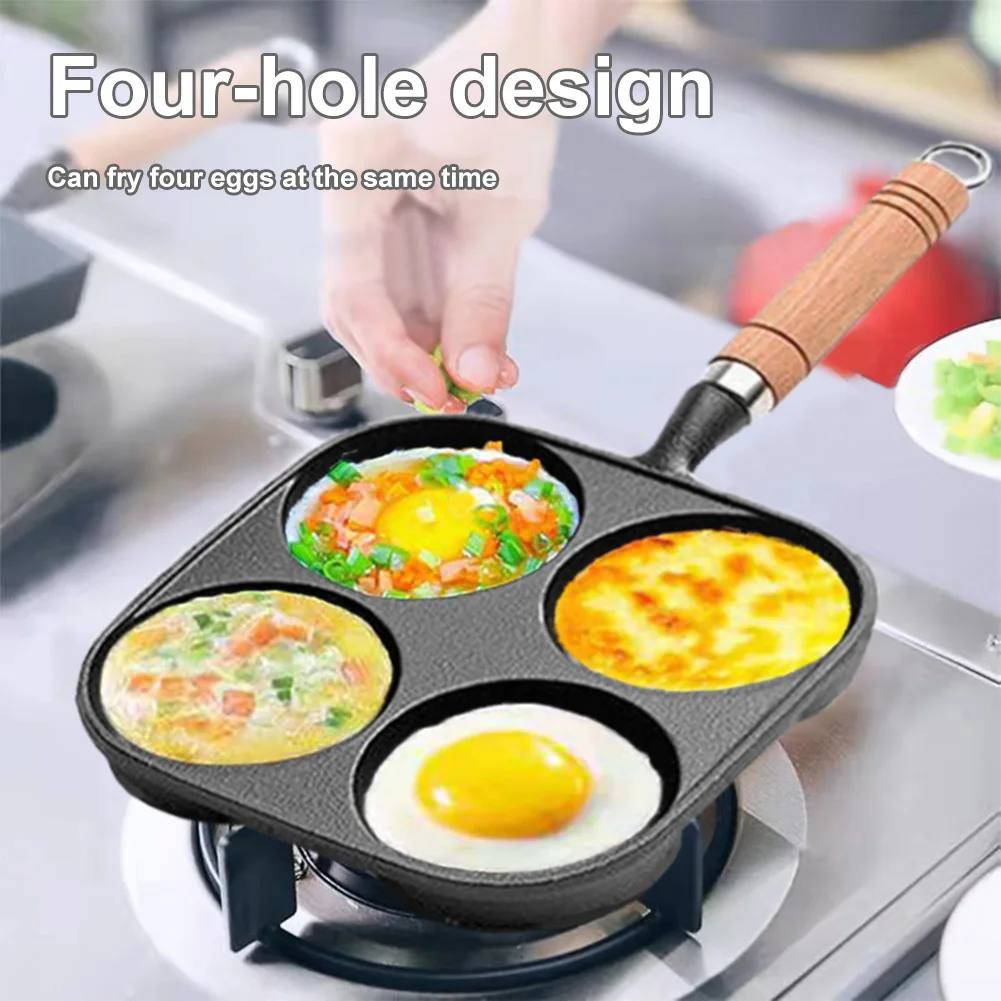 4 Hole Omelet Pan Egg Frying Pan Nonstick Divided Egg Omelet Pan Granite Coating Pancake Pan for Gas Stove and Induction Cooker 2