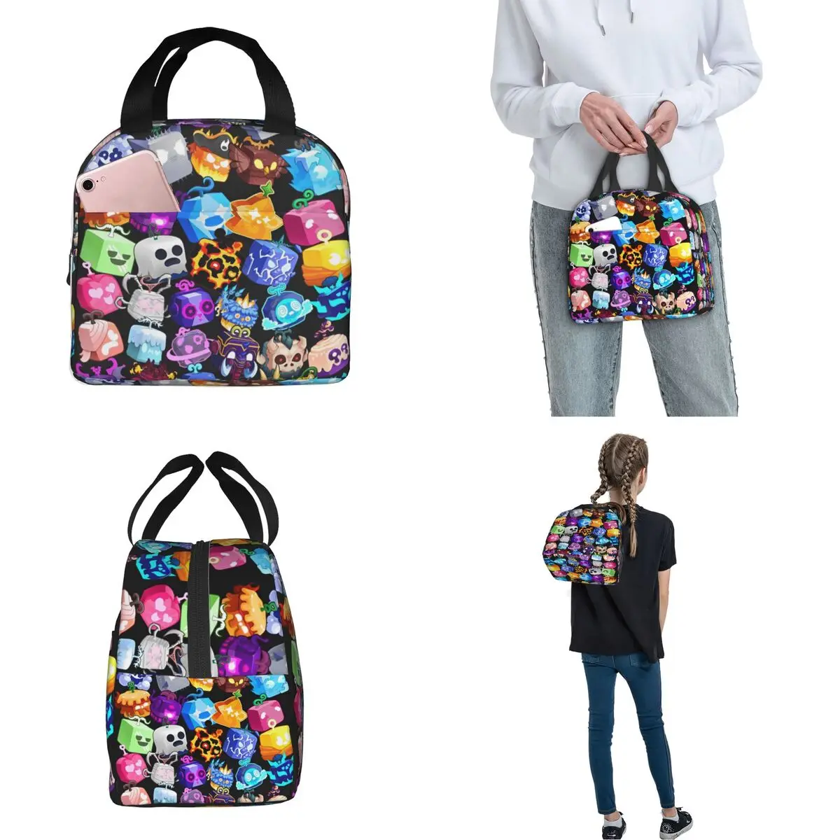 Blox Fruits Gaming Game Insulated Lunch Bag Thermal Bag Reusable Robloxx High Capacity Tote Lunch Box Food Storage Bags Office