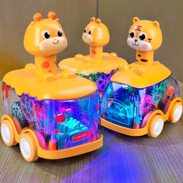 Brinquedo de Carro para Bebês com Luzes, Impulso e Ação para Crianças de 1, 2 e 3 Anos 2 Baby Toy Car with Friction Power, Lights, and Animal Drivers