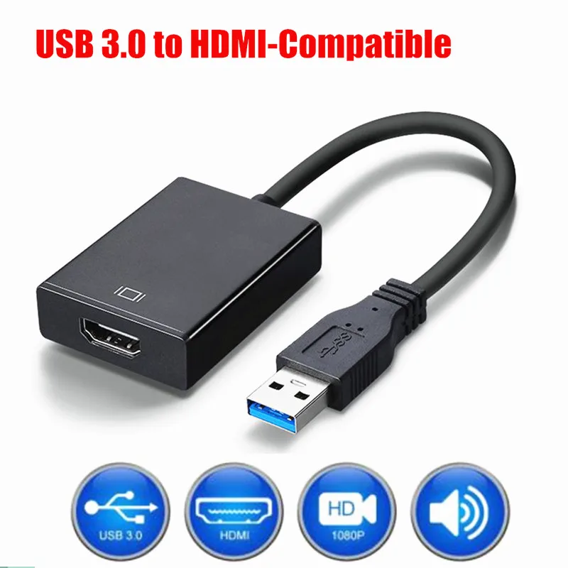 

50 шт., высокоскоростной адаптер USB 3,0 в HDMI, 1080P, 60 Гц, 5 Гбит/с