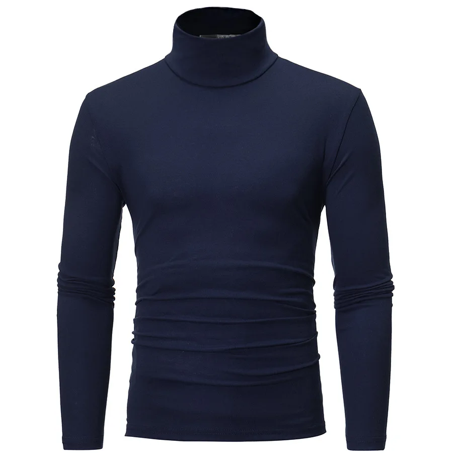 Men's Long Sleeve High Collar Pullover Breathable High Elasticity Sportwear Autumn Winter Slim Fit Casual Tracksuit