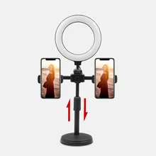 

Selfie LED Ring Light Stand Phone Holder 3 Light Modes Desk Makeup Live Streaming Cell Phone Holder Base for Live Steaming
