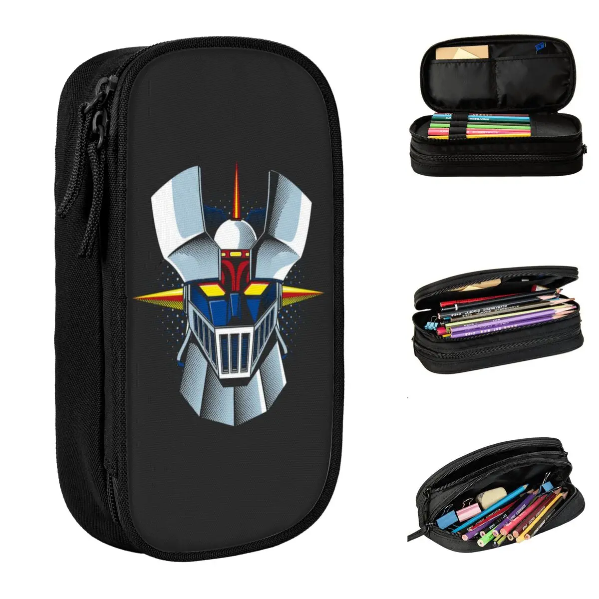 

Mazinger Z ROBO Z Pencil Cases Anime Robot Pencil Pouch Pen Box for Student Big Capacity Bags School Supplies Zipper Stationery