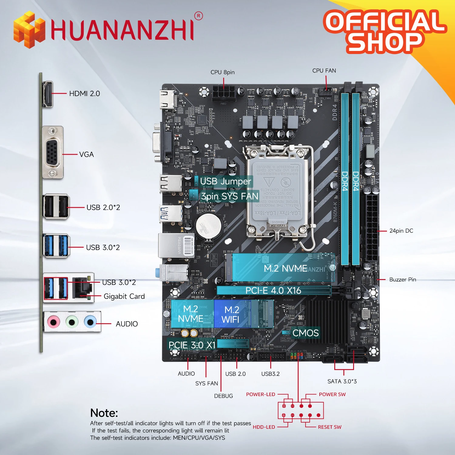 HUANANZHI B760M K M-ATX DDR4 Intel LGA 1700 اللوحة الأم - Image 5