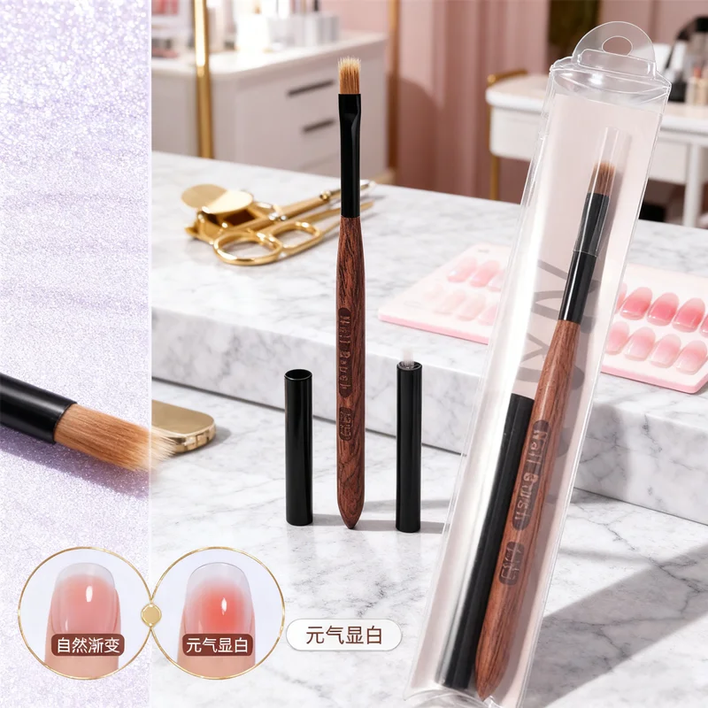 옴브레 네일 아트 펜 샌달우드 핸들 UV 젤 디테일 브러시 그라데이션 페인팅용..