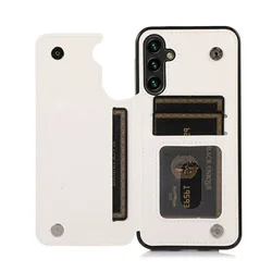 Luxurious Flip Leather Wallet Phone Case with Card Holder Back Cover - Samsung A72 (4G 5G) (White)