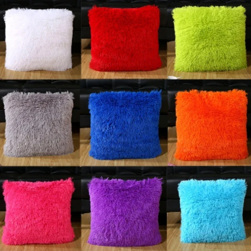 Description Picture 3 of itemSolid Soft Plush Faux Fur Cushion Covers Home Decorative Cushion Cover Throw Pillows For Sofa Car Chair Hotel Home Pillow Case