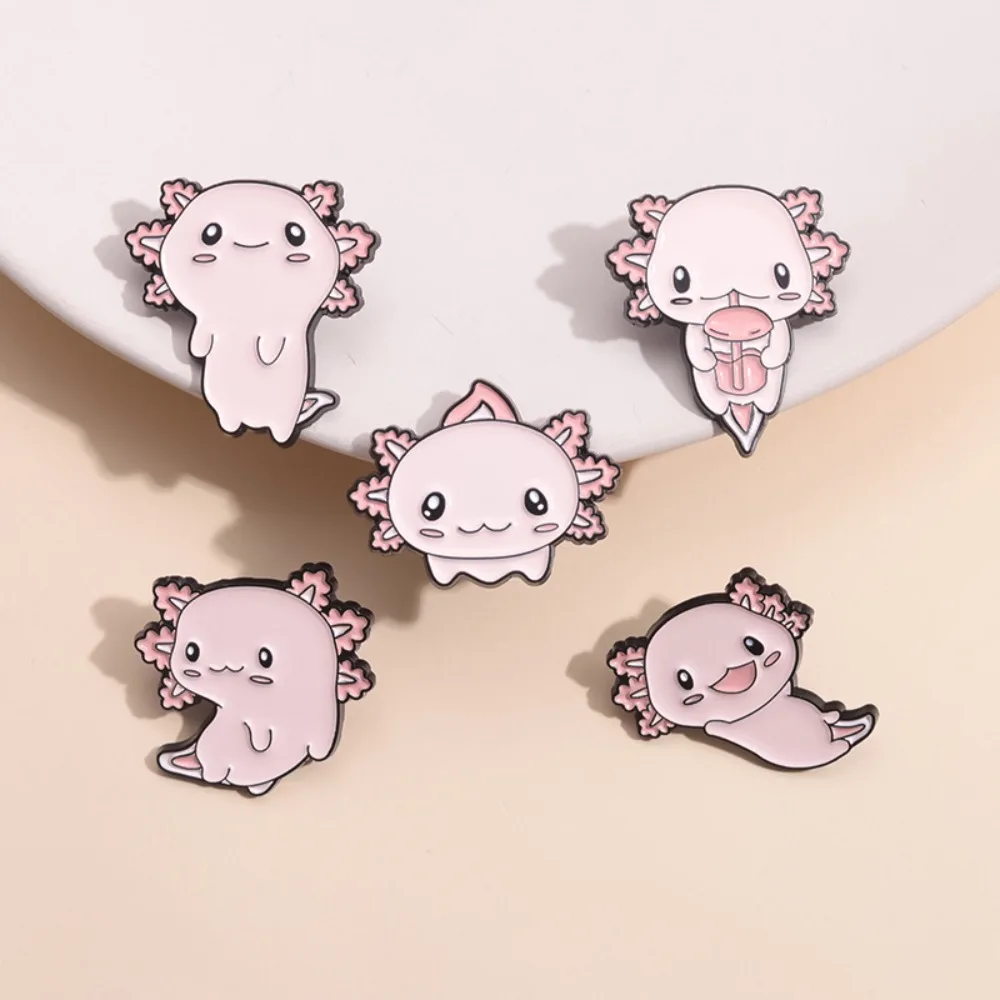 Spille Per Salamandra Drago Esagonale Cute Cartoon Pink Salamander Pins Spilla Carina Spilla Axolotl Carina Vestiti