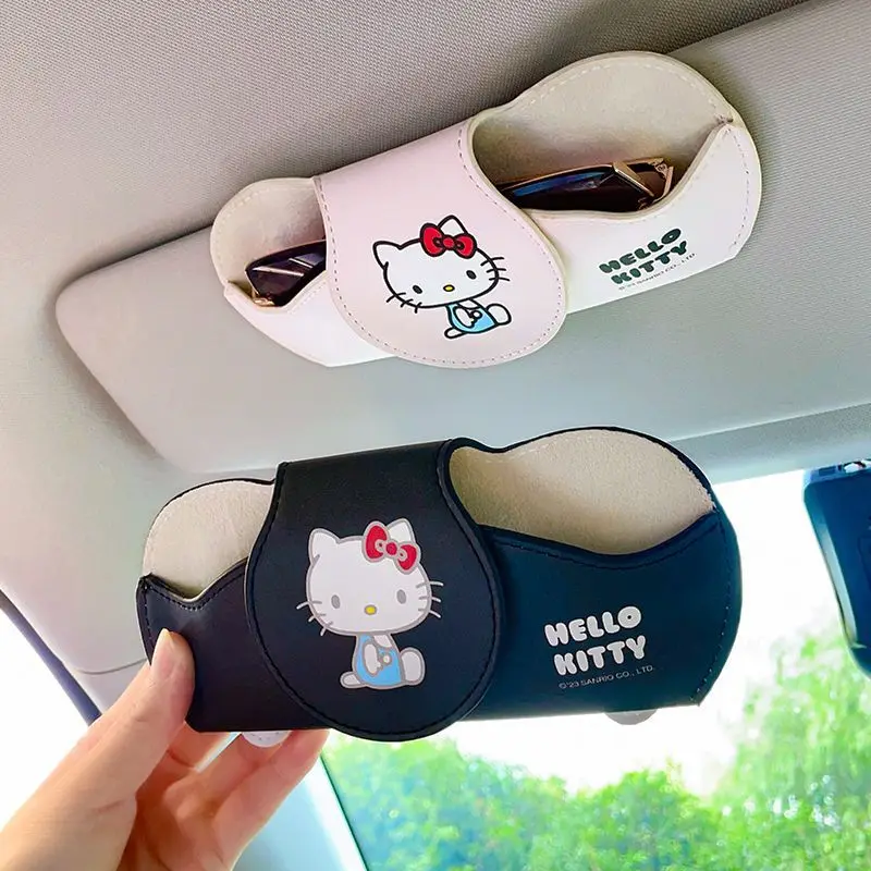 

Sanrio Kawaii Hello Kitty Anime Car Glasses Case Sun Visor Glasses Case Clip-On Sunglasses Multifunction Accessories Storage Hot