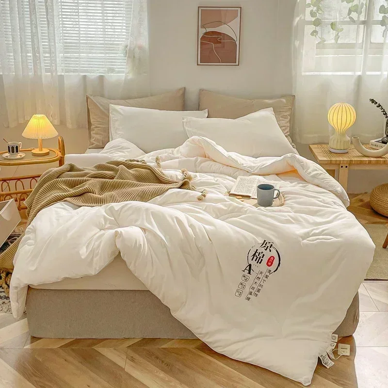 Spring Summer Autumn Winter Duvet 100% Cotton Fabric Soya Fibre Filling Quilted Comforter Soft Blanket Quilt Core
