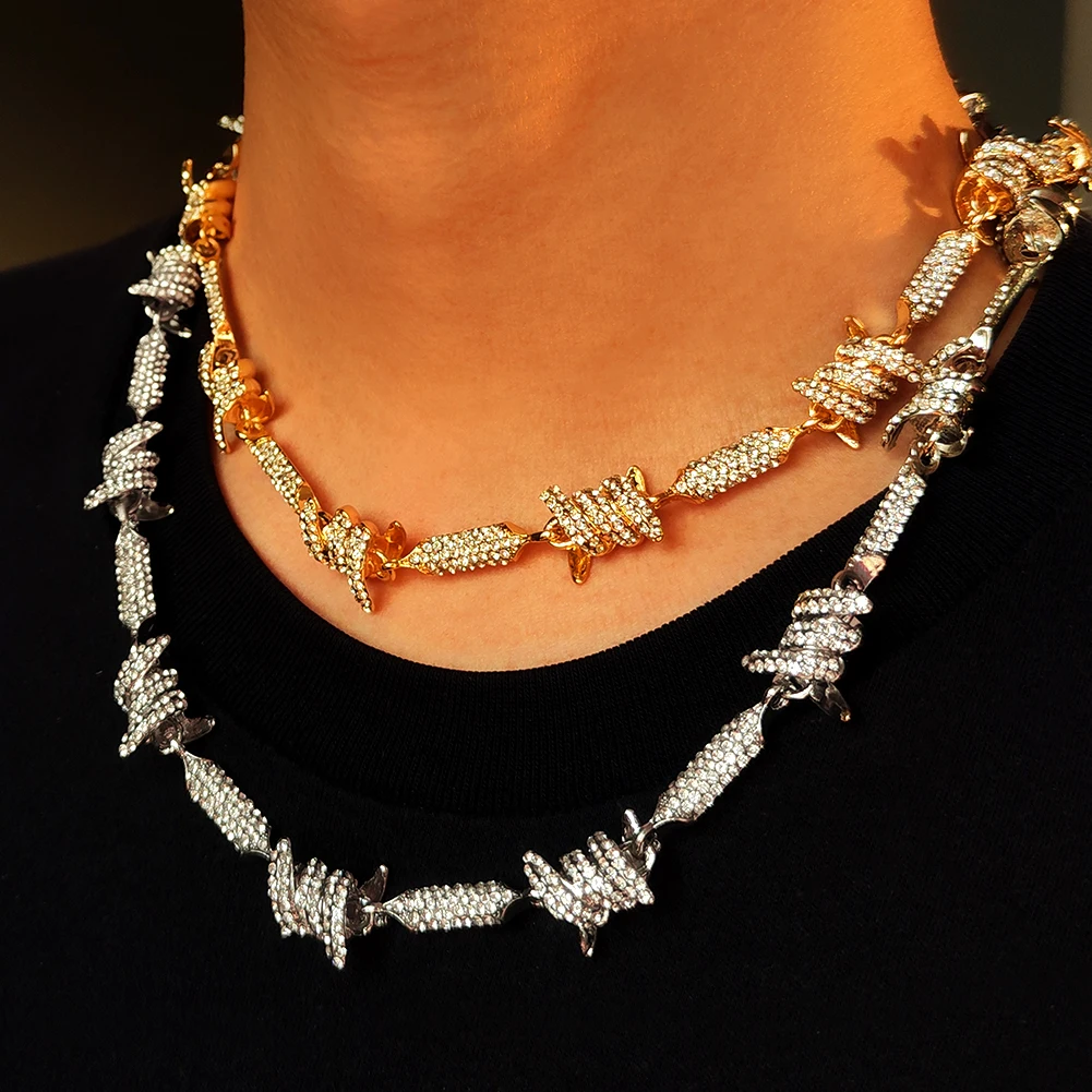 Thorns Chain Necklace Barbed Wire Chain Jewelry Crystal Chain