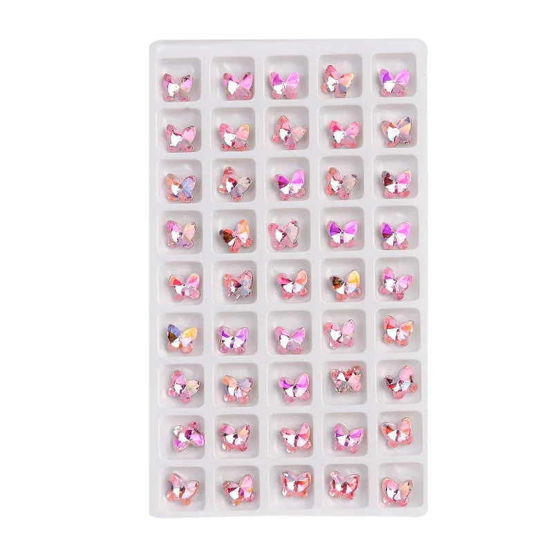 

Trendy K9 Sparkling Cherry Blossom Pink Girls Rhinestone Nail Accessories Multiple Facets Charms Nail Decoration Grass Ornaments