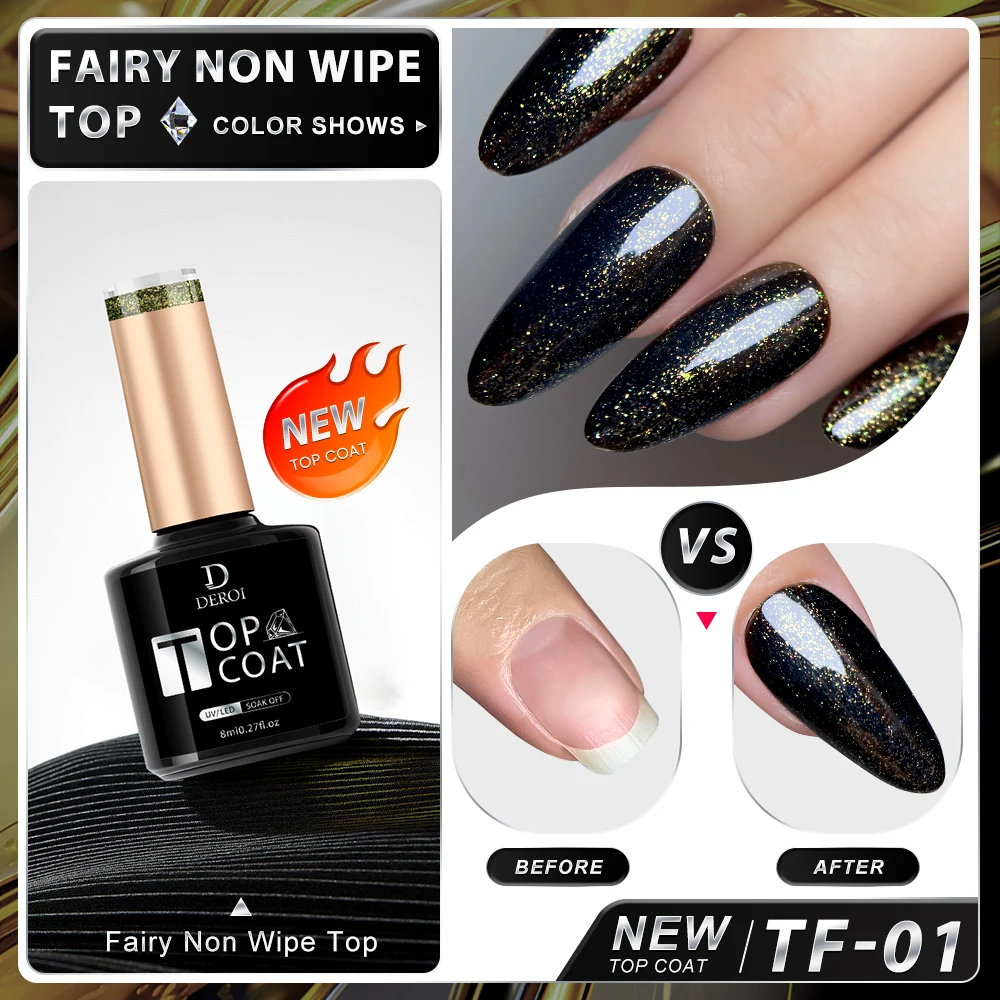 CNails Nail Polish Top Coat Glue 8ml UV LED No Wipe Top Coat Glitter Nail Art Accessories Gel Varnish Soak Off Matte Topcoat 6