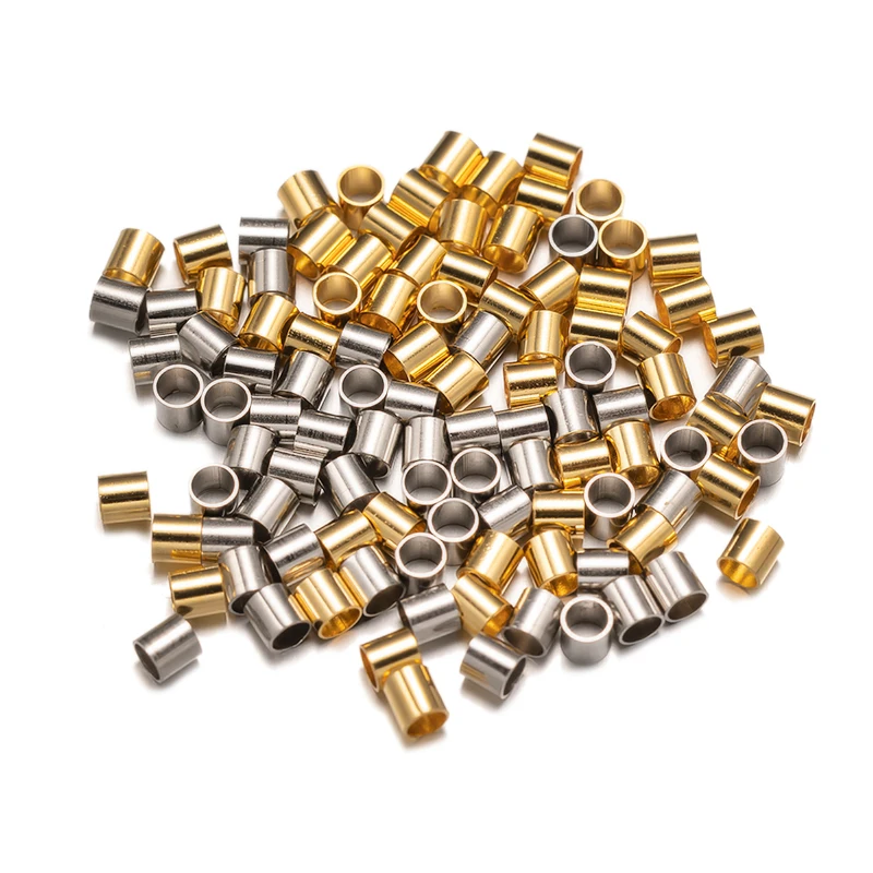 100 stücke Edelstahl Ortungs rohr Crimp End Perle für DIY handgemachte Handarbeit Armbänder Halsketten Schmuck herstellung Zubehör – Detail 1