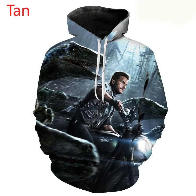 thumbnail image 1 of Sudadera con capucha con estampado 3D de Jurassic Park para hombre, nueva sudadera de estilo hip hop para exteriores, para acampar, informal, ajustada y a la moda, 1 of 5