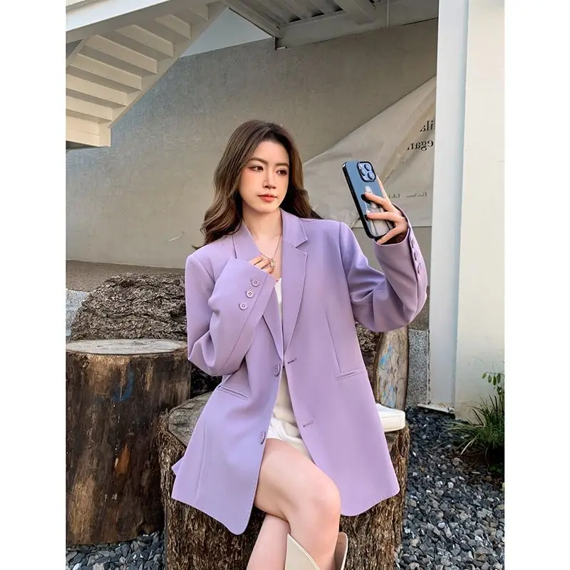 

Taro Purple Women's Suit Jacket Niche High-end Design Sense Fall/Winter 2023 New Korean-style Loose Wide-range Suit Blazer Top