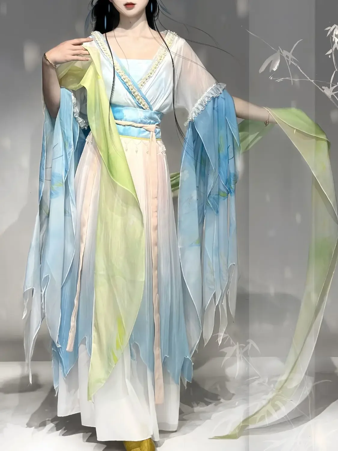 

Chinese Hanfu Dress Women Traditional Vintage Hanfu Cosplay Costume Gradient Blue Hanfu Dress Birthday Party Dress Plus Size