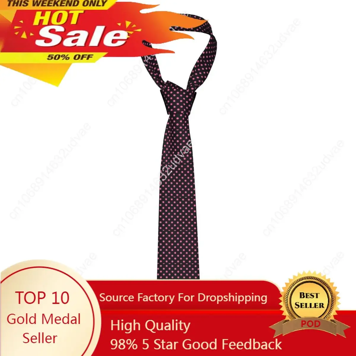 

Black Pink Polka Dots Tie For Men Women Necktie Tie Clothing Accessories