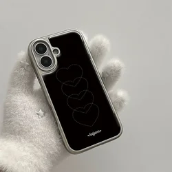 Black Background Heart Design Trendy Fashion Phone Case Cover - iPhone 15 (Only Case A)