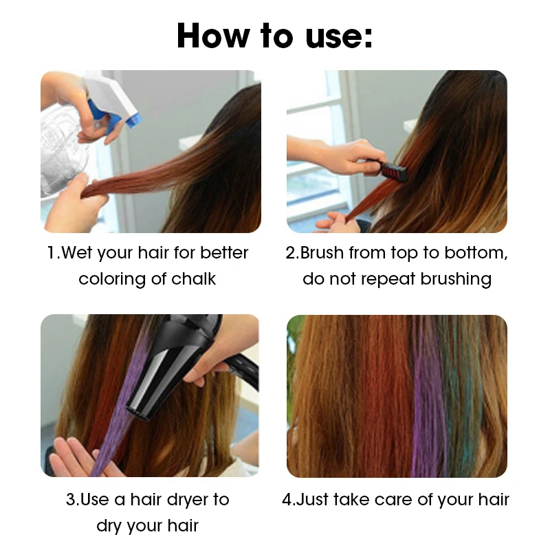 10 Color/Box Colorful Hair Comb Hair Dye Brush Disposable Hair Dye Chalk Colors Stick Masquerade Party YL-010 Hair Dye Tools