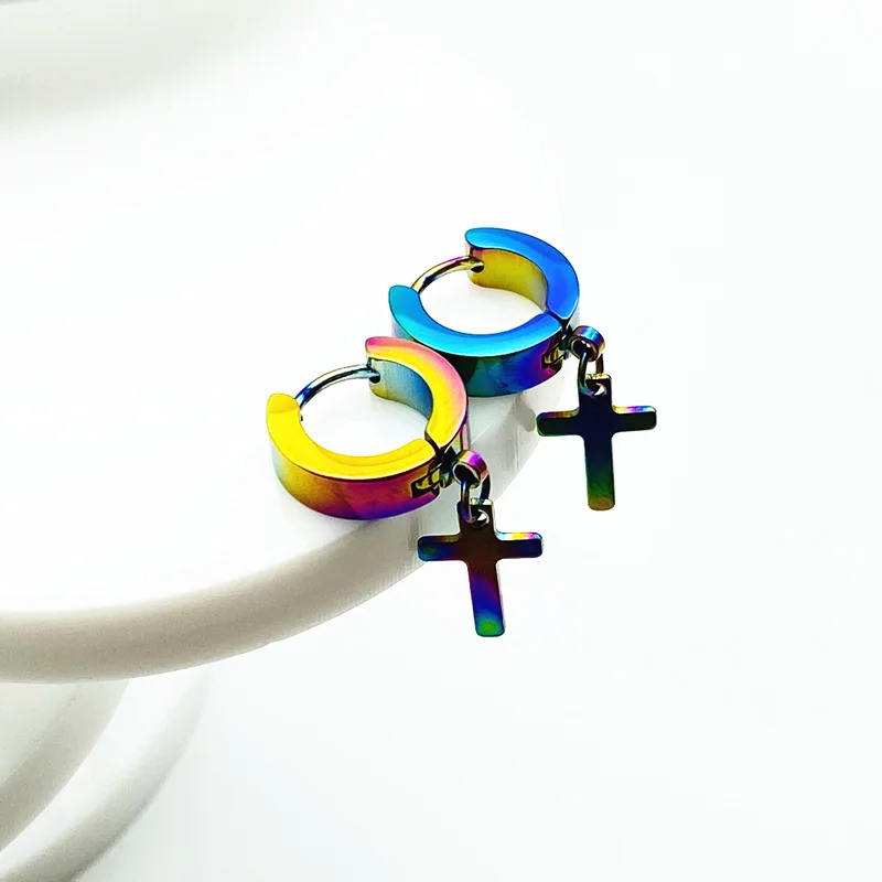 Stainless Steel Cross Drop Earrings For Men Women Teens Hip Hop Punk Trendy Style Cross Dangle Earrings Fashion Jewelry Gifts dangle earrings,drop earrings,cross earrings