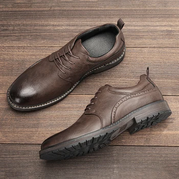 Men Casual Shoes Fashion Brand Comfortable 2025 Leather Shoes#KD826