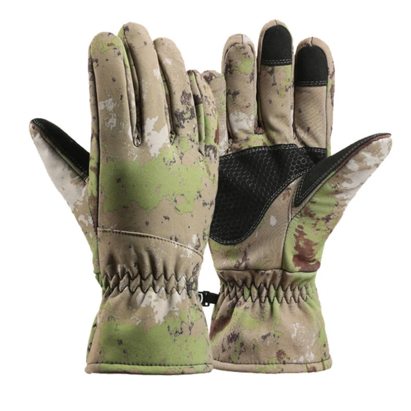 Men Women 2023 Winter Camouflage Fleece Thickened Ski Gloves Warm Non-slip Windproof And Waterproof Touch Screen Hiking Glove 4