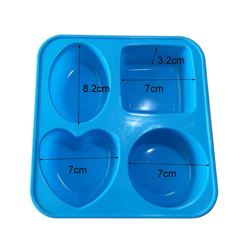 Soap Molds 4 Cavity Round Oval Heart Square Shape Handmade Soap Making Tools silicone mold
