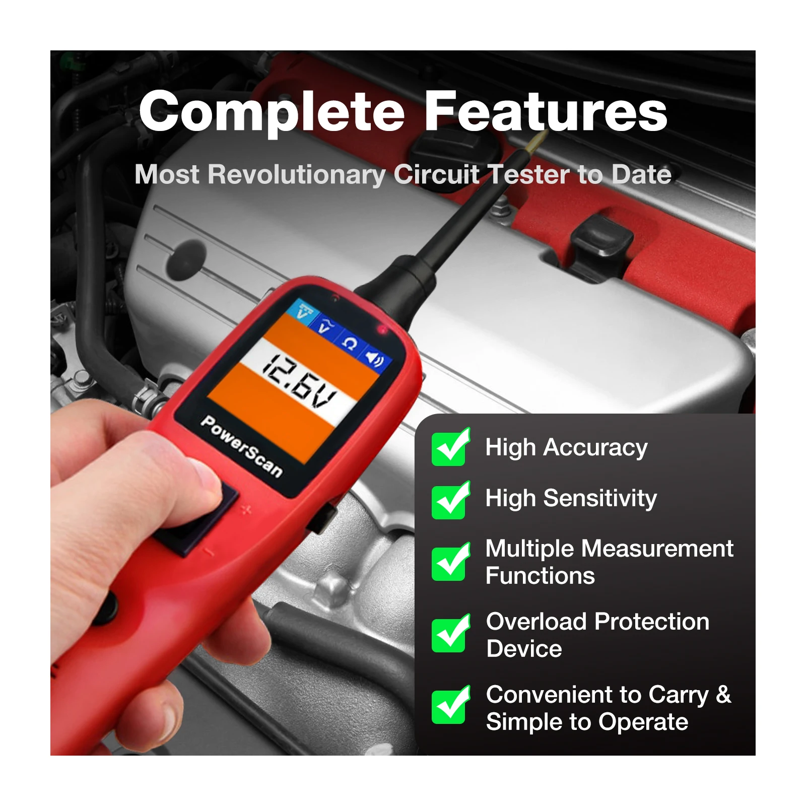 Autel PowerScan PS100 Circuit Tester 12V 24V Universal Automotive Power Circuit Probe Kit AC/DC/Continuity/Probe/Signal Test