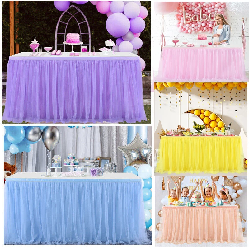 6FT Tulle Tutu Table Skirt Wedding Party Tableware Cloth for Baby