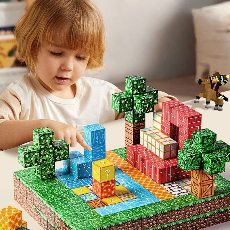 500 Uds DIY bloques de construcción magnéticos Mini mundo magnético niños DIY modelo de bloques de construcción rompecabezas bloques para juguetes para niños - Imagen 6