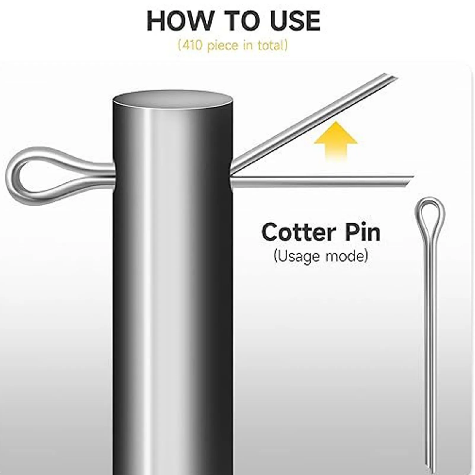 Cotter Pin Fastener Set Straight Shaped DIY Galvanized Steel Hardware Pins 6 Different Sizes for Hitch Pin Lock System