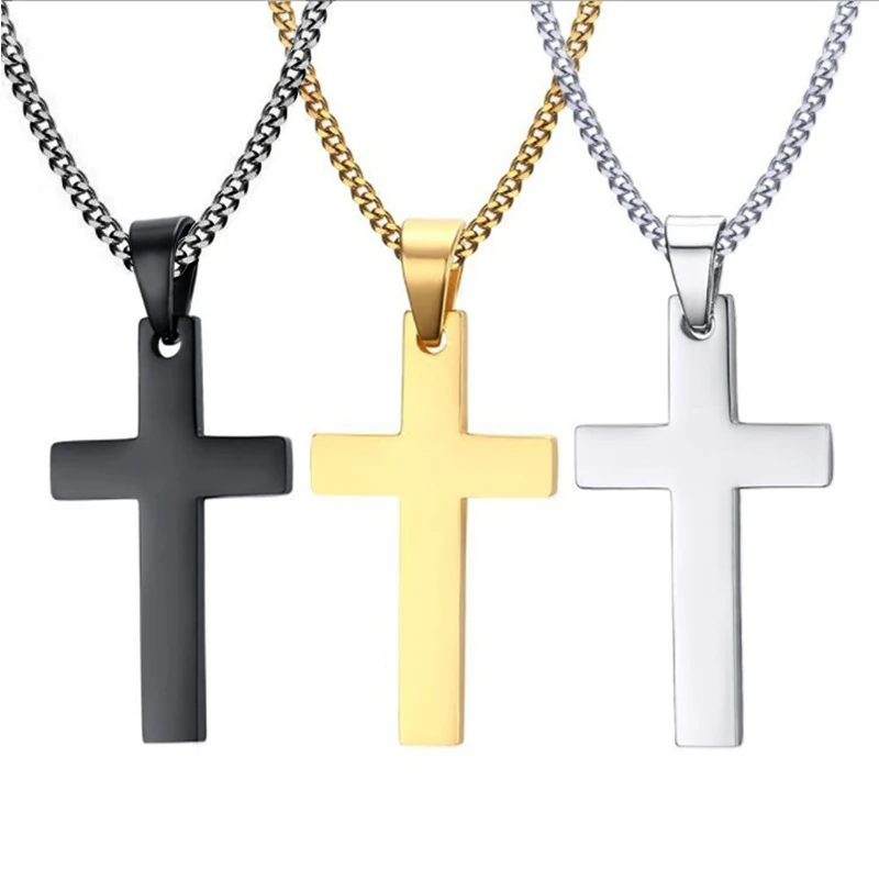 Collier Pendentif Croix Homme Femme | Acier Inoxydable Or Argent Noir