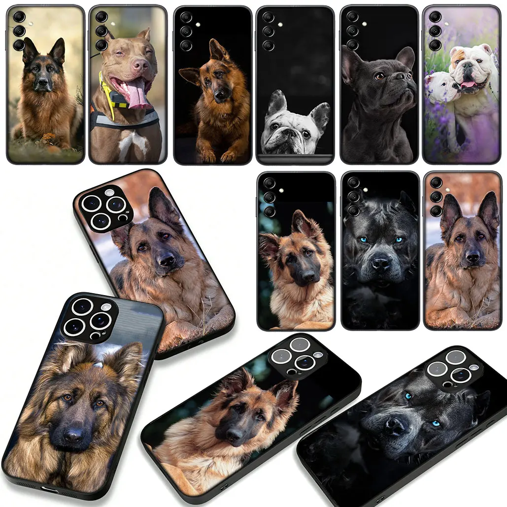 Bulldog and German Shepherd Design Phone Cover